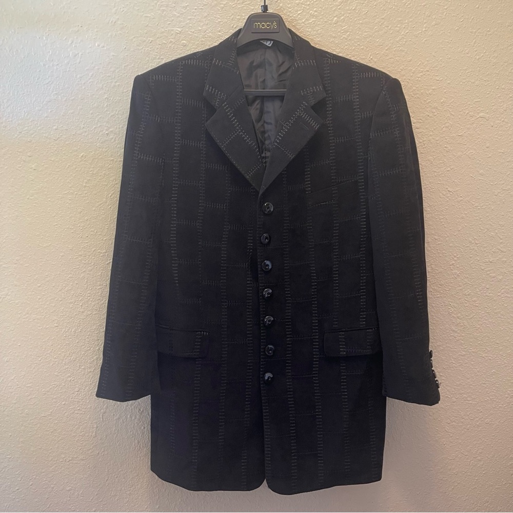 Il Canto Italian Designer Men's Black Stitched Blazer Sport Coat Suit Jacket 40L